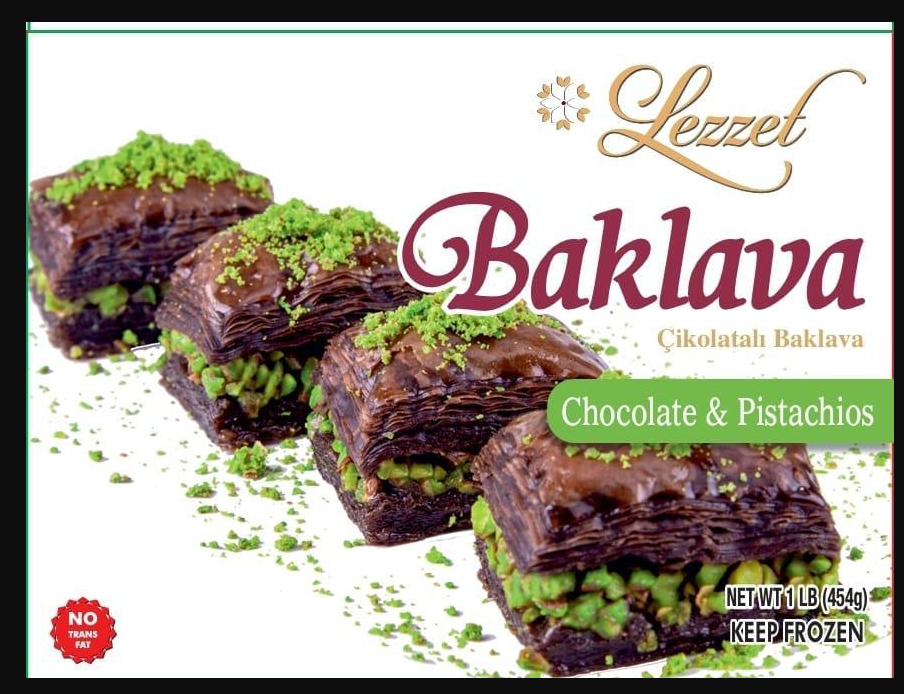 LEZZET PISTACHIOS BAKLAVA WITH CHOCOLATE 1LB X 12