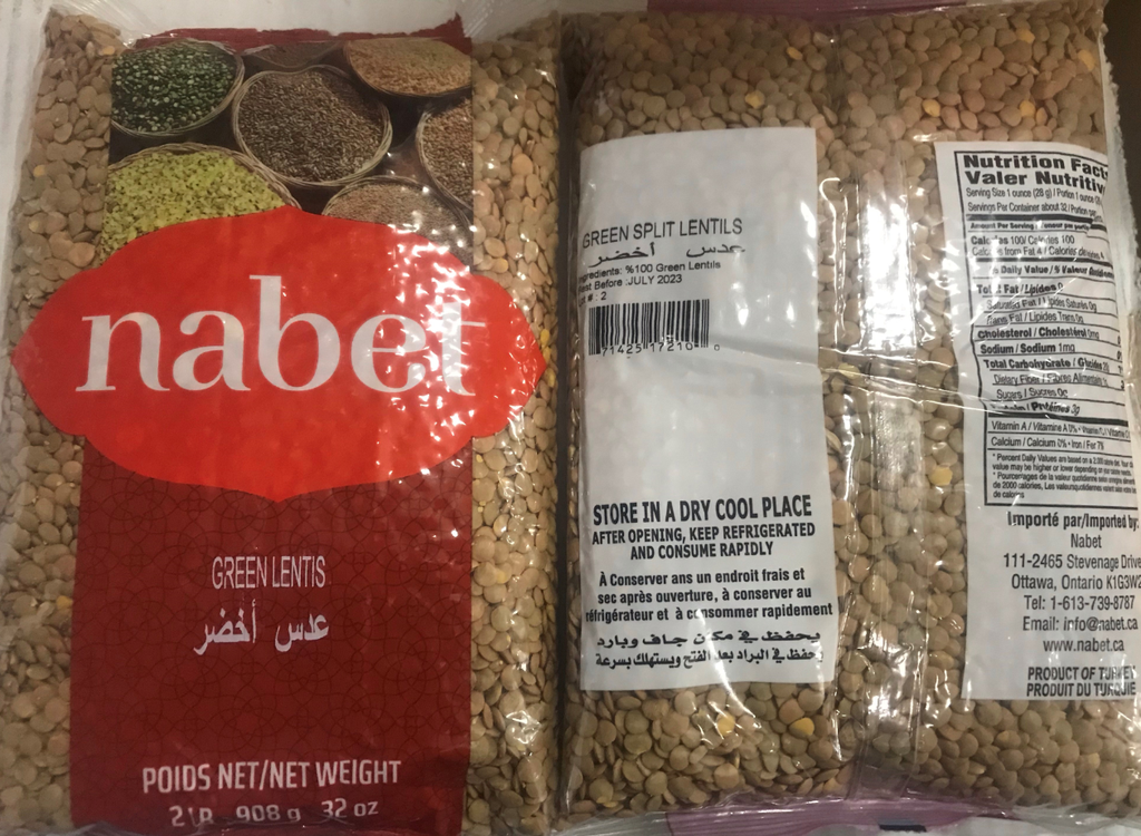 NABET PULSES GREEN LENTIL 908G X 12 