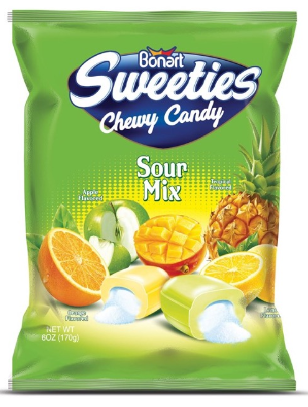 BONART 8510 SWEETIES CHEWY CANDY SOUR MIX FILLED 170G X 20