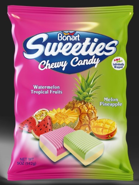 BONART 1544 SWEETIES FRUTTY DUO ASSORTED BAG 142G X 24