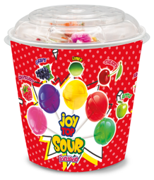 [001043] BONART 2387 JOYTOP SOURICH LOLLIPOP FRUIT FLV. HARD CANDY BUCKET  11G X 100 X 6
