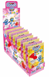 [001047] BONART 9067 SMURFS POPPING CANDY DIPPED LOLLIPOP STRAWBERRY 12G X 24 X 12